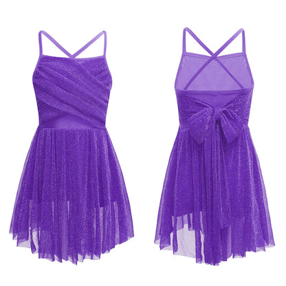 Light Girls' Dance Dress - Flowy, Glittery Mesh, Ballet & Gymnastics Costume