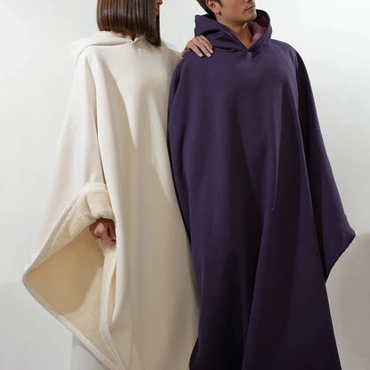 Robe Cloak Hoodie Men Casual Loose Solid Color Sweatshirt with Hat