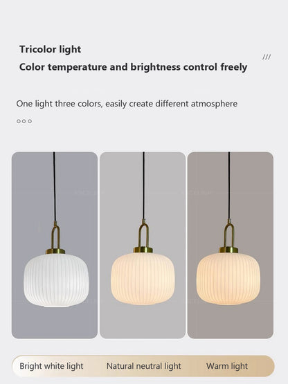 Japandi Glass Pendant Light Japanese Scandinavian Hanging Lamp Warm
