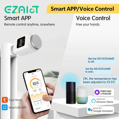 App Control and Voice Assist, Alexa and Google Household 4-Pack Fall 2025 – Smart WiFi Thermostatic Radiator Valve