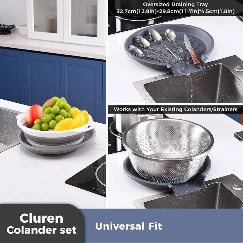 Foldable Colander Kit Self-Draining Over Sink Kitchen Strainer Spring 2026 Simple Storage