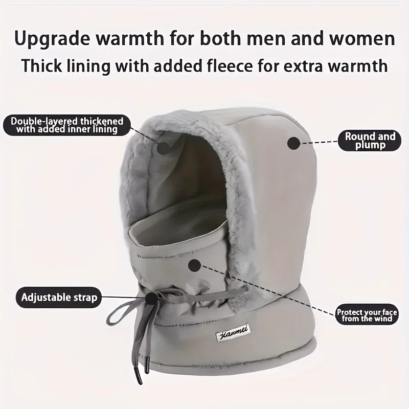 Cozy Insulating Women's Balaclava Hood - Quilted Padded Faux-Fur Trim, Windproof For Winter Sports