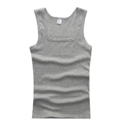 slash neck, casual fit, solid, summer knit vest – Breathable men's cotton tank top