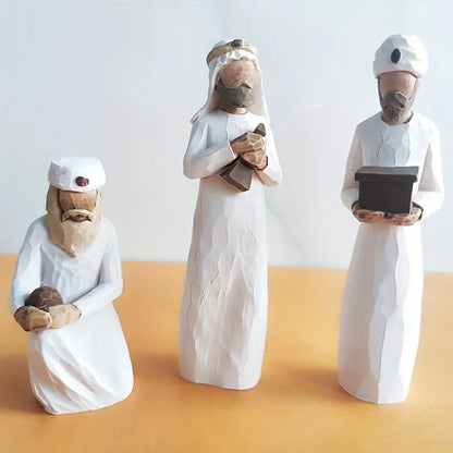 Nativity Figurines Kit Handcrafted Resin Three Wise Men Nativity Scene Christmas Decor Gift