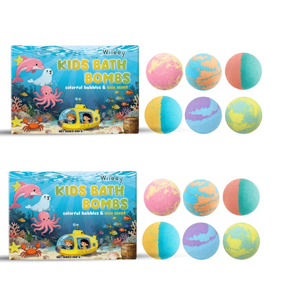 Kids Bath Bombs Kit 6 Pcs Colorful Fizzy With Surprise Inside Moisturizing Formula Birthday Gift