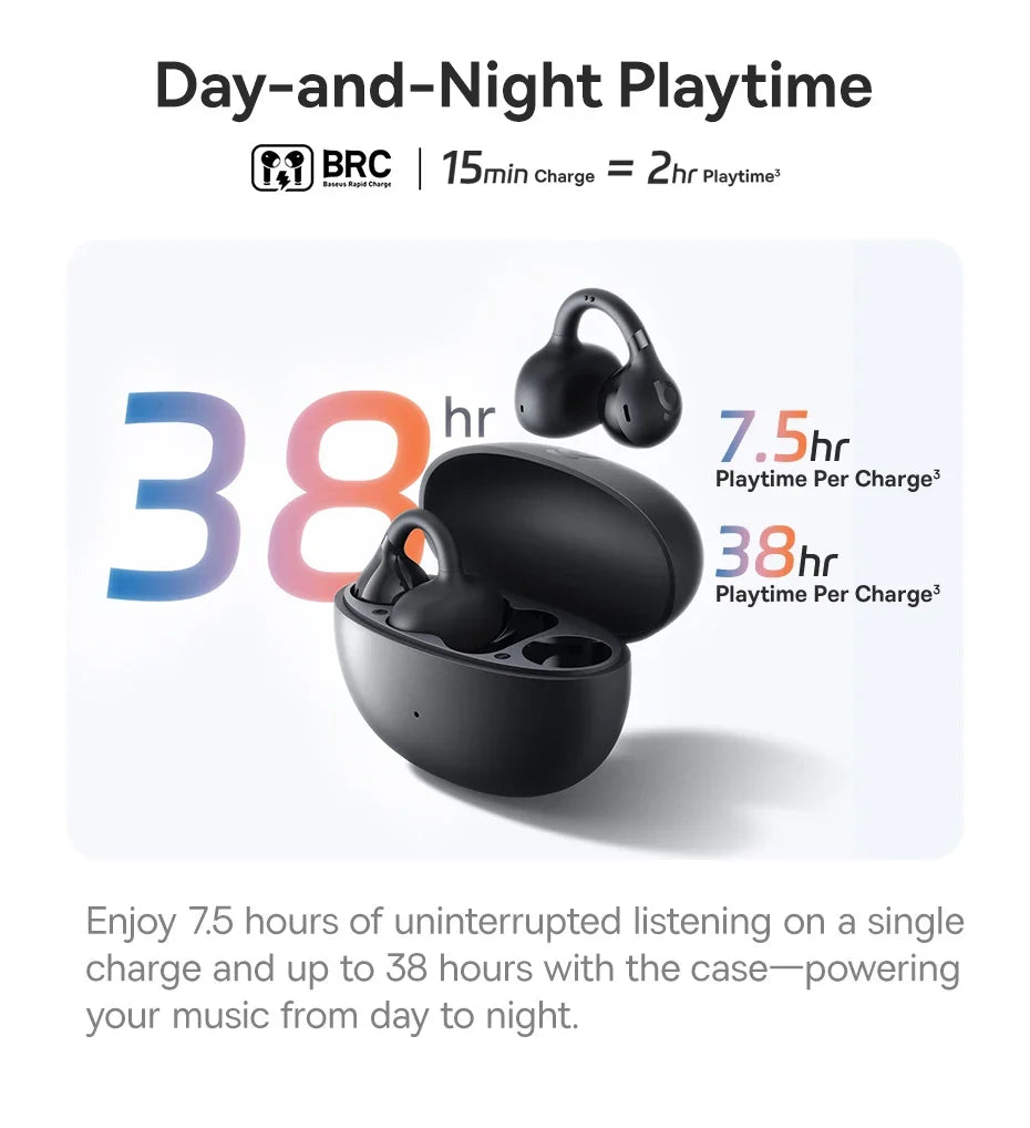 4-Mic Noise Cancellation Super Bass IP55 Sports 2026 – Baseus BC1 Open-Ear Clip Earbuds Bluetooth 6.0