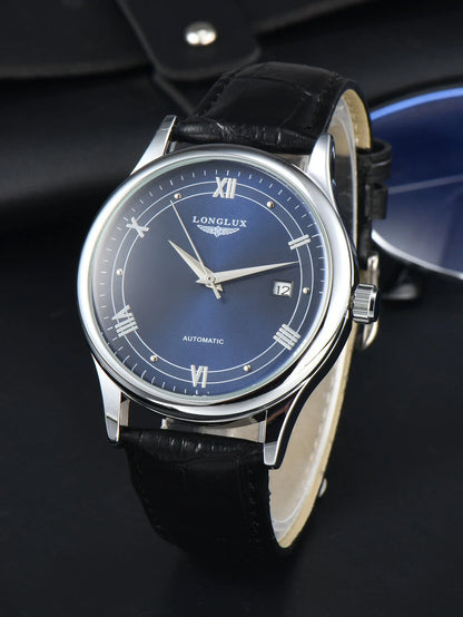 Automatic Watch Leather Strap Mechanical Date Water-Resistant