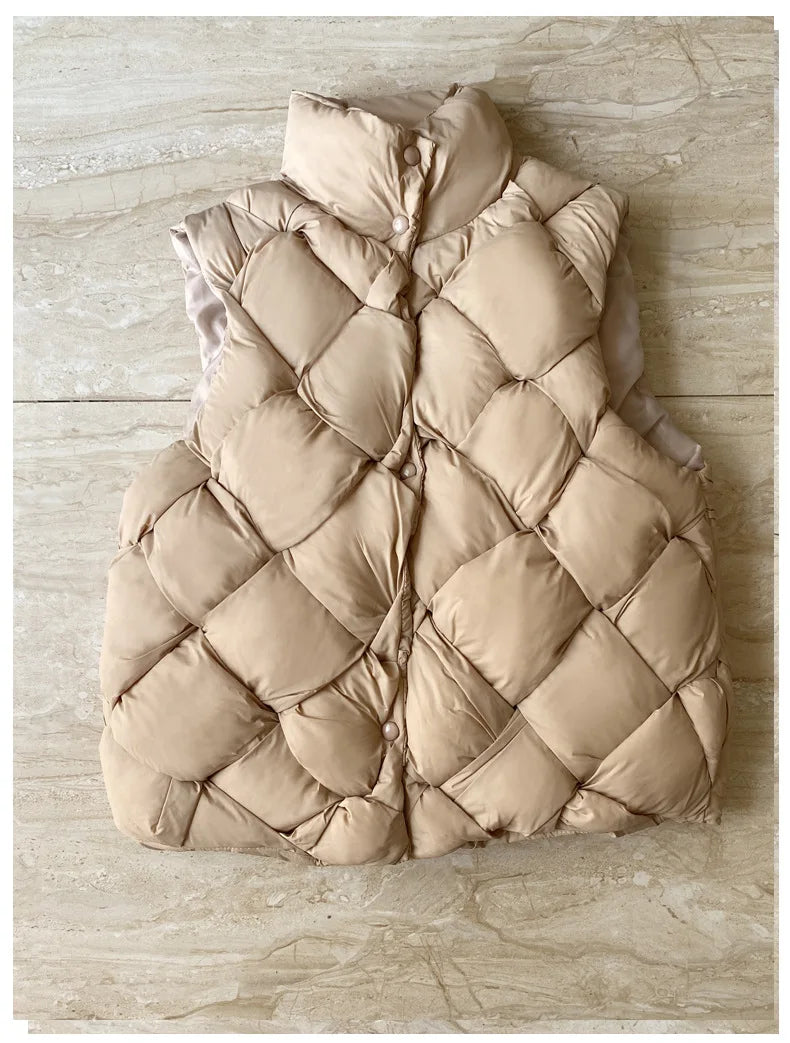 Women Insulating Puffer Vest - Boxy Quilt Polyfill Winter