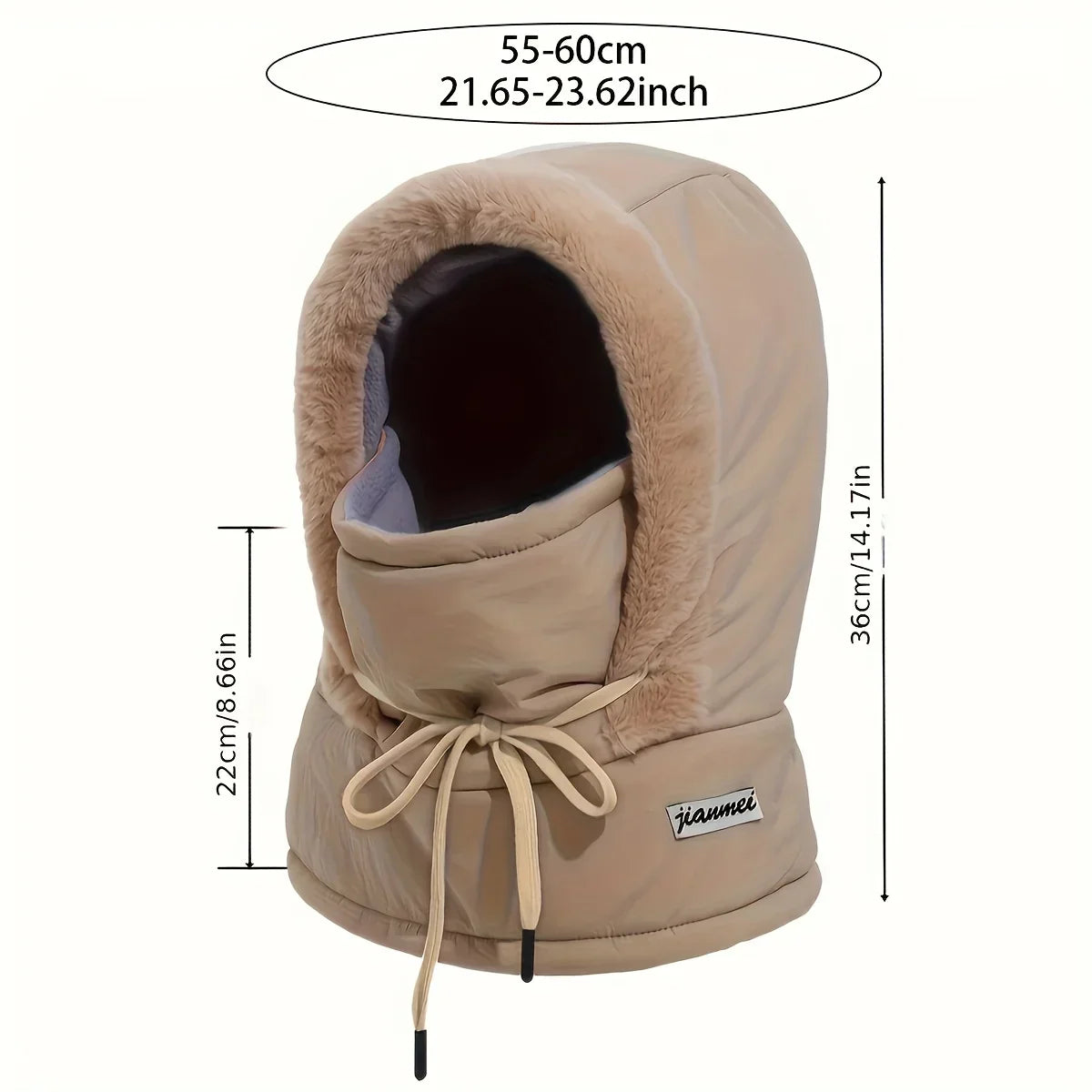 Cozy Insulating Women's Balaclava Hood - Quilted Padded Faux-Fur Trim, Windproof For Winter Sports