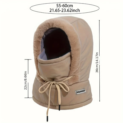 Cozy Insulating Women's Balaclava Hood - Quilted Padded Faux-Fur Trim, Windproof For Winter Sports
