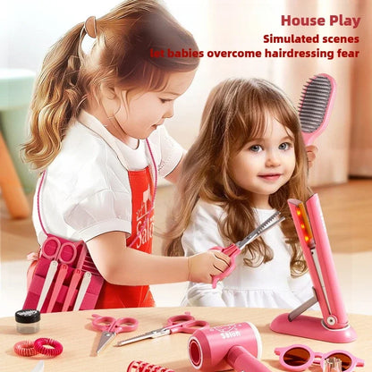 Kids Hair Salon Kit Pink Pretend Play Styling Kit With Hair Dryer And Accessories Fall 2025 Gift