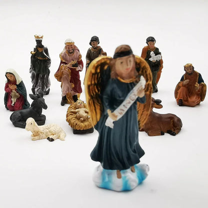 Nativity Kit 11-Piece Resin Christmas Ornaments Manger Scene Catholic Figurines Decor Holiday 2025 Gift