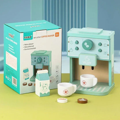 Wooden Kids Coffee & Cookie Maker Toy Kit - Educational Pretend Play Kitchen Gift for Boys & Girls