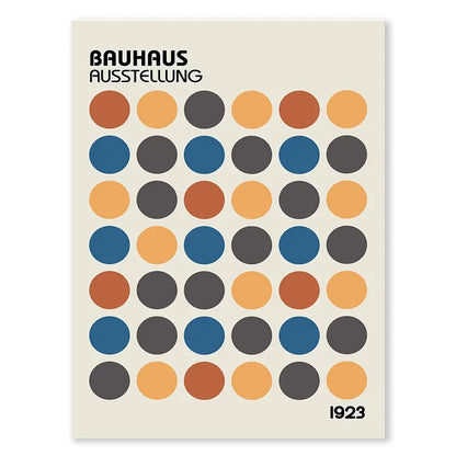 Abstract Blue Bauhaus Canvas Wall Art Contemporary Bedroom