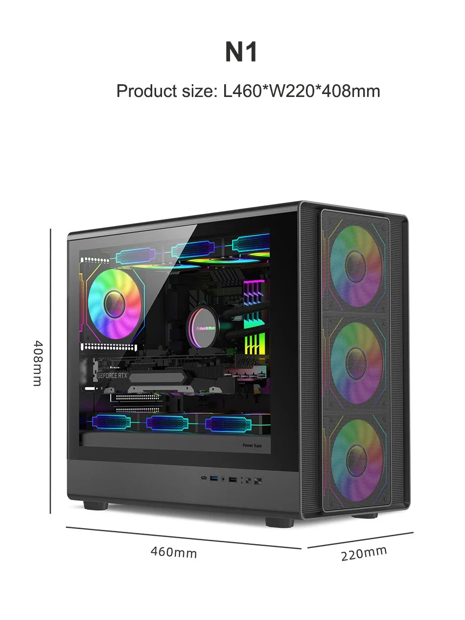 Vertical MicroATX Glass PC Case Supports 360mm Radiator