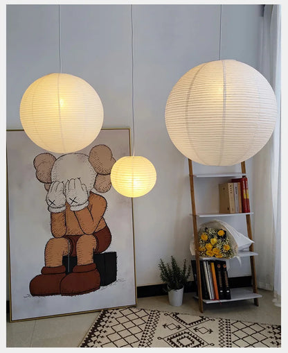 Pendant Japandi Lamp Wabi Sabi Rice Paper Round LED Dimmable