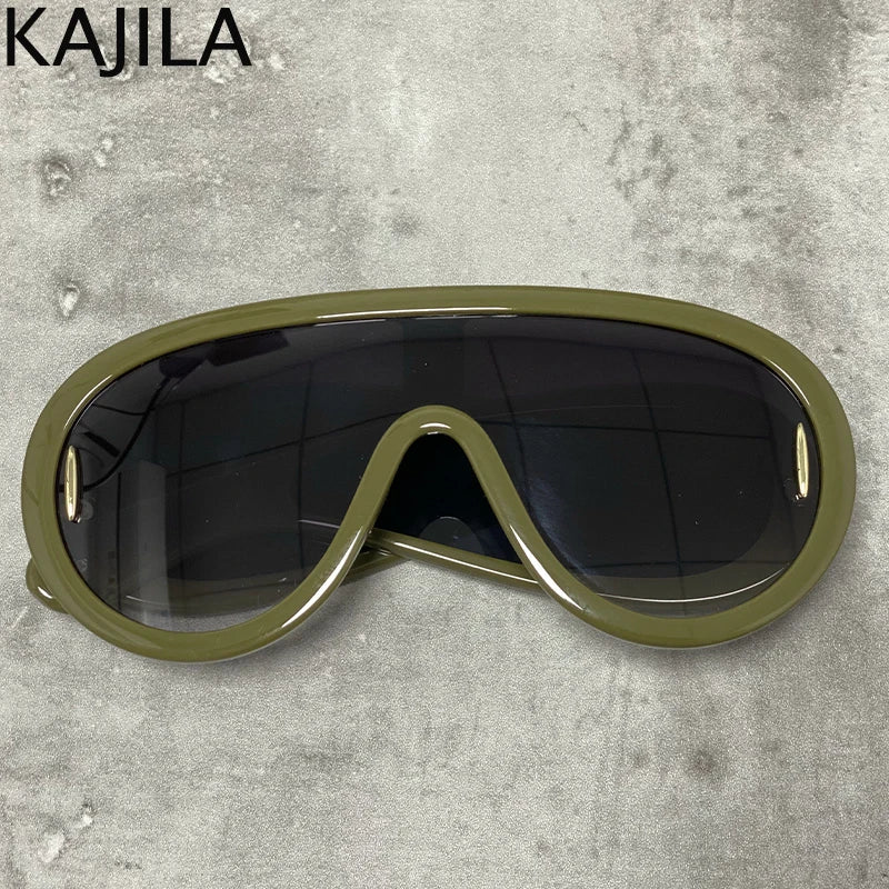 Sunglasses2026 Edition White Frame Oversized Wave Mask Goggles Y2K Punk Steampunk Eyewear TikTok Viral
