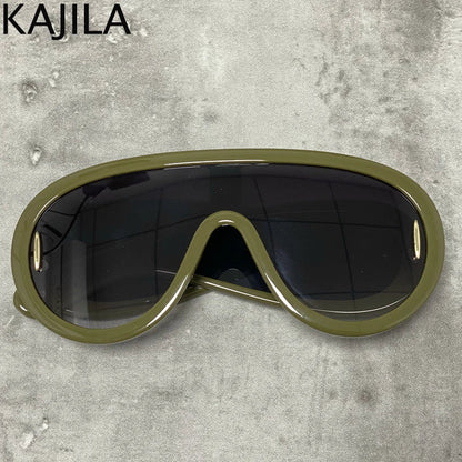Sunglasses2026 Edition White Frame Oversized Wave Mask Goggles Y2K Punk Steampunk Eyewear TikTok Viral