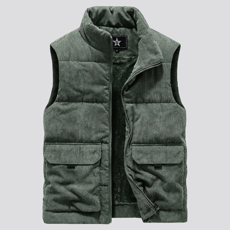 Mens Insulating Fleece Vest - Quilted Corduroy, Casual