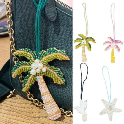 Tree Coconut Sequin Patch Keyring Bag Pendant Handmade