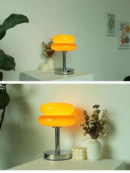 Glass Macaron Table Lamp Trichrome Night Light Eye Guard