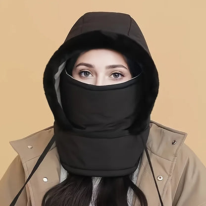 Cozy Insulating Women's Balaclava Hood - Quilted Padded Faux-Fur Trim, Windproof For Winter Sports