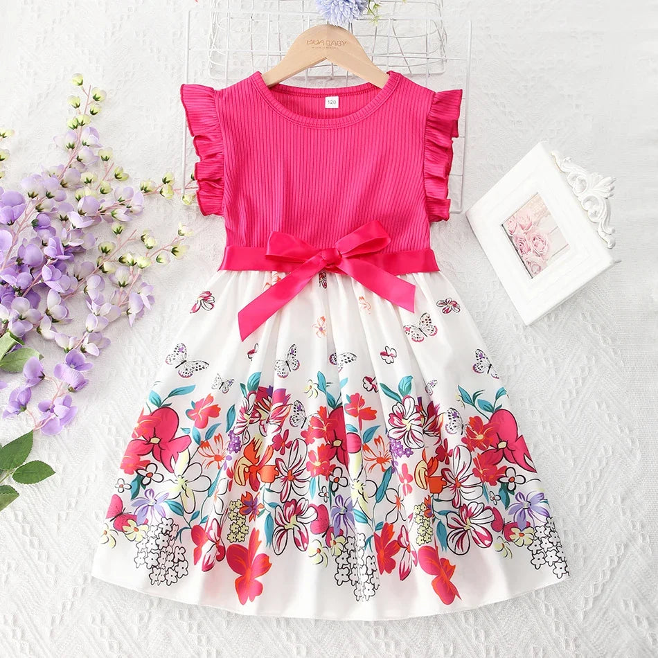 girls' Breathable dress - lace-up sling, sleeveless, flowy, polyester, for summer