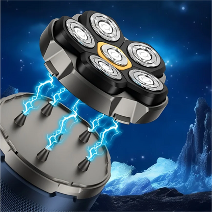 6D Motor-Driven Head Shaver for Men - Water-Resistant Magnetic Rotary Razor with LED Bald Head Hair Trimmer
