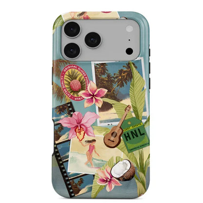 Ocean Tropical Double-Layer iPhone Case - PC TPU Cartoon Design Washable Cover for iPhone 11 to 17