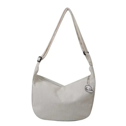 Corduroy Crossbody Bag Large Capacity Beige Shoulder Bag Fall 2026 Regular Use