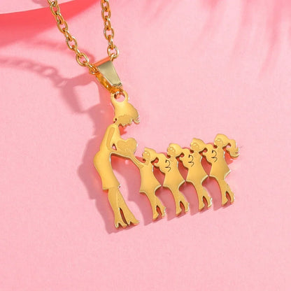Mother's Day Gift Children Family Stainless Steel Jewelry – Silver Stainless Steel Mother & Kids Pendant Necklace