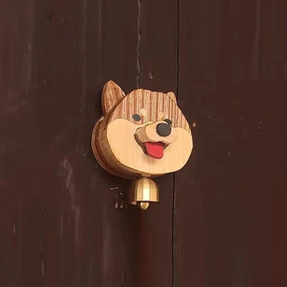 Shiba Wooden Inu Wind Chime Doorbell - Magnetic Shopkeepers Bell for Door Opening