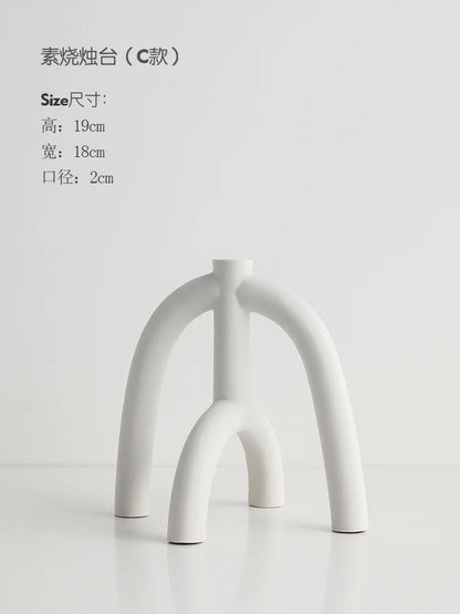 Ceramic Candle Holders Kit Of 3 White Scandinavian Minimalist Candle Stands Fall 2025 Contemporary Centerpiece Gift