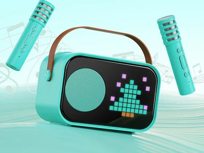 Kids2025 Edition Karaoke Machine Travel-Friendly Bluetooth Speaker With 2 Cordless Microphones Party Gift