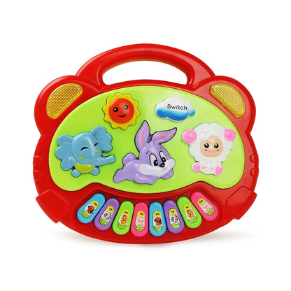 Rabbit Elephant Kids Piano Keyboard Game with Animal Sounds, Light Music Educational Toy, Baby Gift