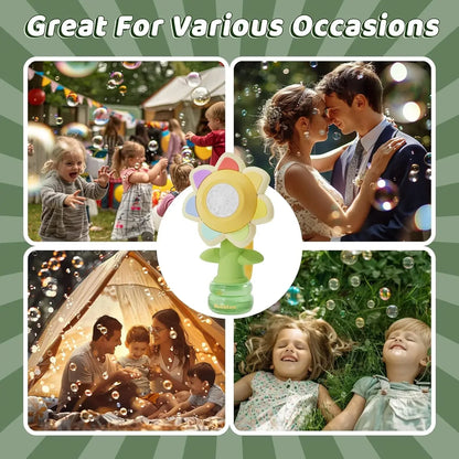 Bubble Machine for Kids Sunflower Design 3-Speed Travel-Friendly Bubble Blower Toy for Parties