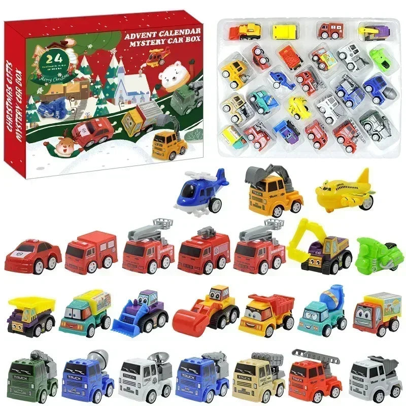 Calendar Advent Car Toys Box Kids 24 Day Christmas Gift