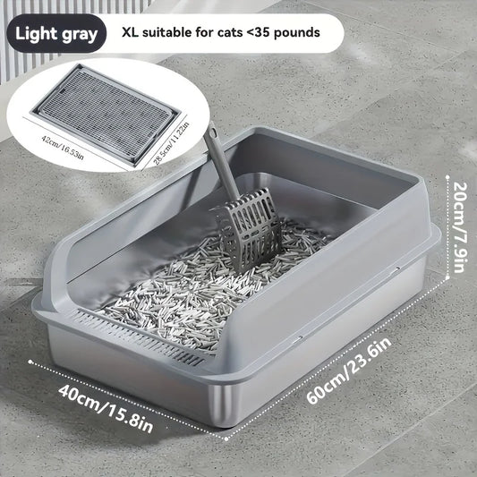 Semi-Enclosed Leak-Proof High-Sided with Mat 2026 – KEMORELA Extra Large Stainless Steel Cat Litter Box
