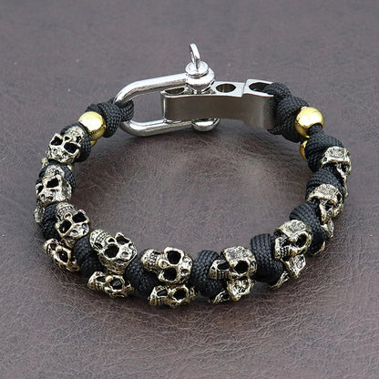Skull Paracord Bracelet Gothic Wristband Halloween 2026 Gift Idea Flexible Braided Jewelry