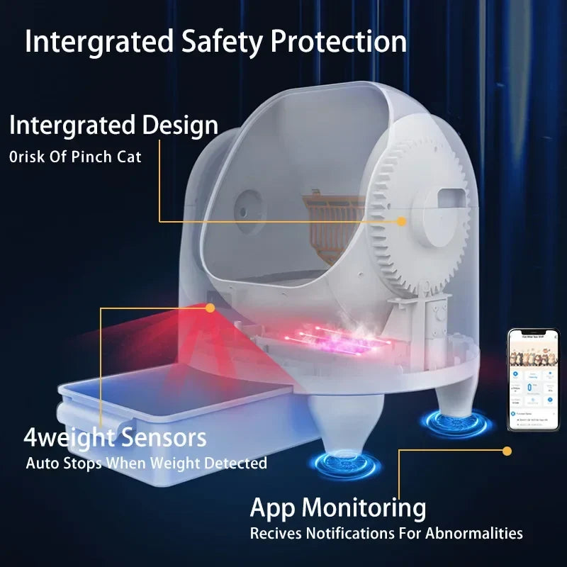 Automatic2025 Edition Cat Litter Box Self Cleaning With App Control Large Space Smart Toilet With Built In Stairs Safety Fall