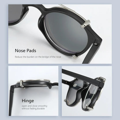 Clip2026 Edition On Sunglasses Retro Round Frames Anti Blue Light Polarizing Clip Ons Summer