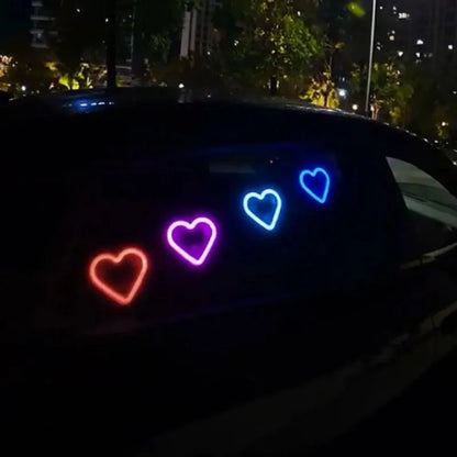Window Car Neon Light Heart Shaped LED Interior Lamp TikTok Viral Fall 2026 Solar Powered Wiring Free