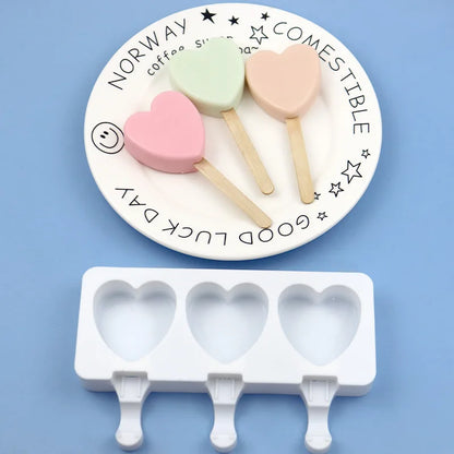 Heart-Shaped Silicone Ice Cream Mold, 3 Cavity Design for Chocolate, Pudding, and More, Food-Grade, Simple Release