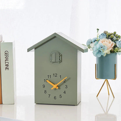 Cuckoo Wall Clock 20x25cm Muted Green Contemporary Hanging Household Clock Fall 2025 Whimsical Quartz Pendulum Gift