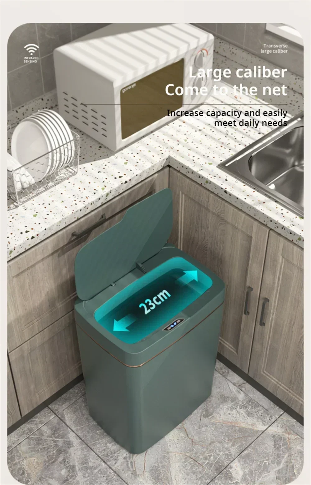 Touchless Smart Sensor Trash Can 15L Water-Resistant Automatic