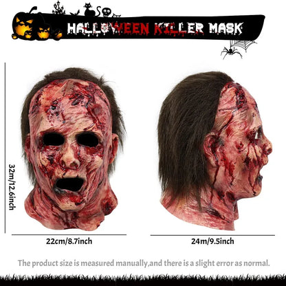 Mask Halloween Full Head Realistic Zombie Clown Horror Mask Halloween 2025 Scary Cosplay Party Prop