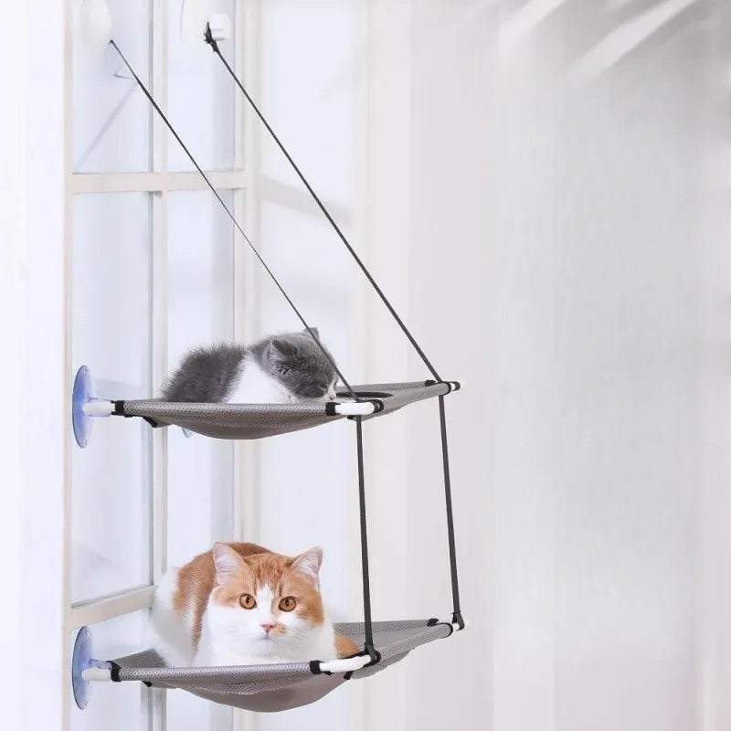 Hammock Cat Window Bed Double Decker Suction Cup Mount Sunny Seat Fall 2025 Wall Mounted Cozy Napping Spot