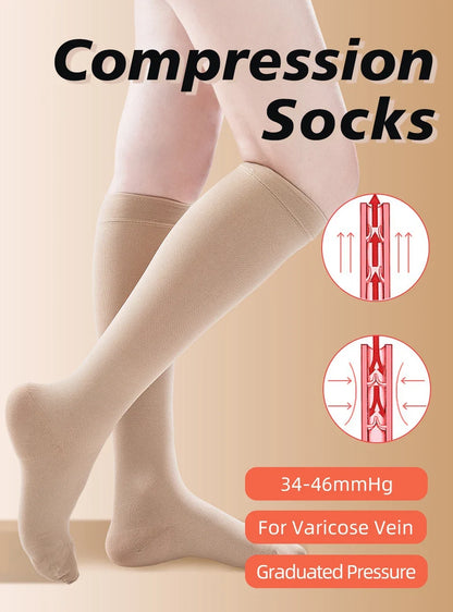 Varicose Veins Support Calf Sleeve Unisex S–7XL 2026 – Medical Grade Compression Stockings 34–46mmHg Class 3