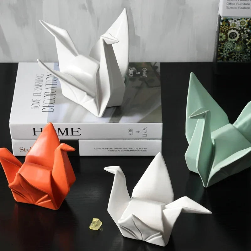 Ceramic Bird Statue Origami Sculpture Contemporary Desktop Household Decor Fall 2025 Accent Minimalist Office Gift