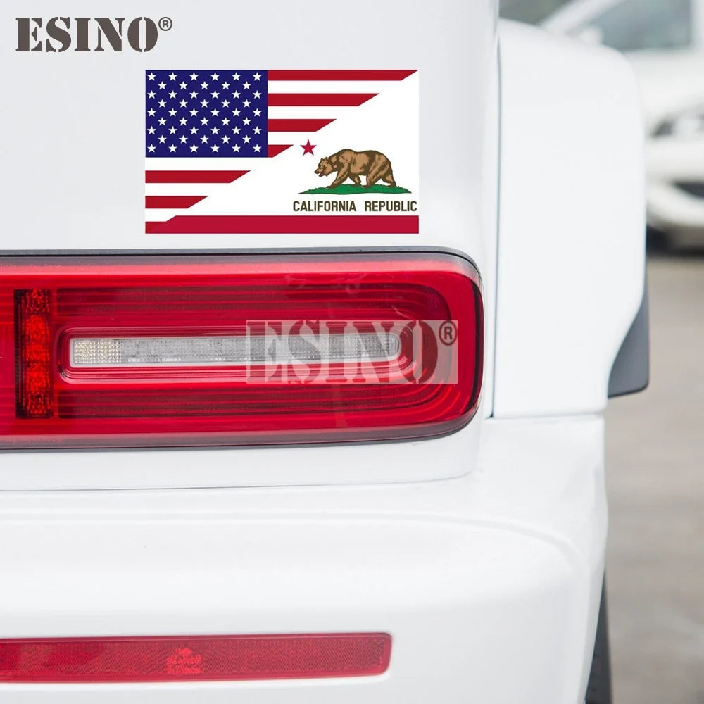 Car Decal PVC Water-Resistant USA Flag California Bear Vinyl Patriotic 4th Of July Vehicle Exterior Decor